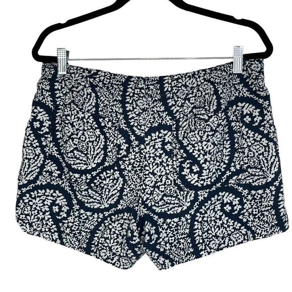 Gap Navy White Paisley Floral Linen Blend Mid-Rise Chino Shorts Size 8 - Picture 1 of 5